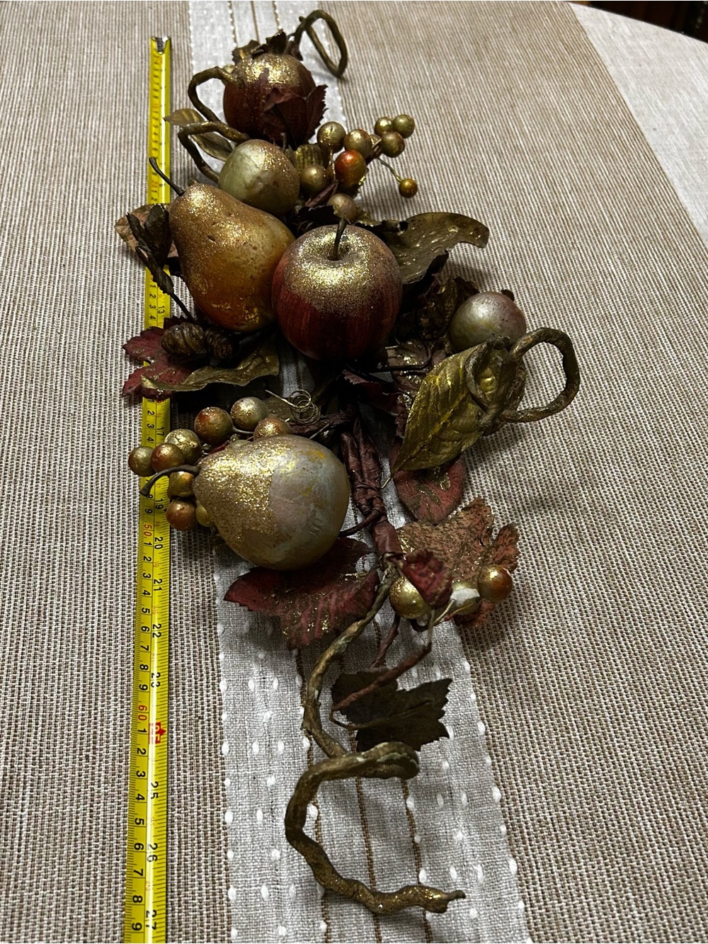 Vintage Sugared Fruit Swag Garland Flexible Wire Gold Bronze Glitter 29"